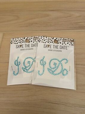 💍 Turquoise Rhinestone “I Do” Shoe Stickers Set of 2